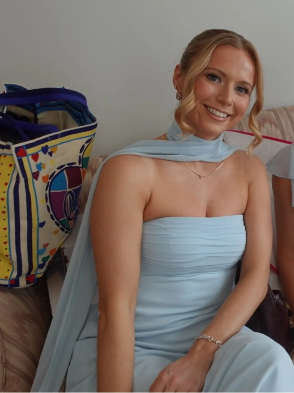Azazie Light Blue One-Shoulder Evening Gown - Picture 5 of 5